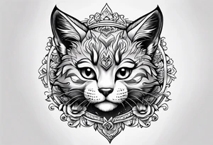 Super cute cartoon happy wildcat cub tattoo idea