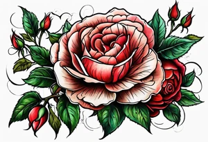 old school roses, red, highly detailed tattoo idea