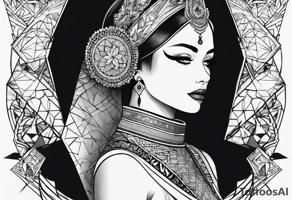 geometrical pattern neck tattoo tattoo idea