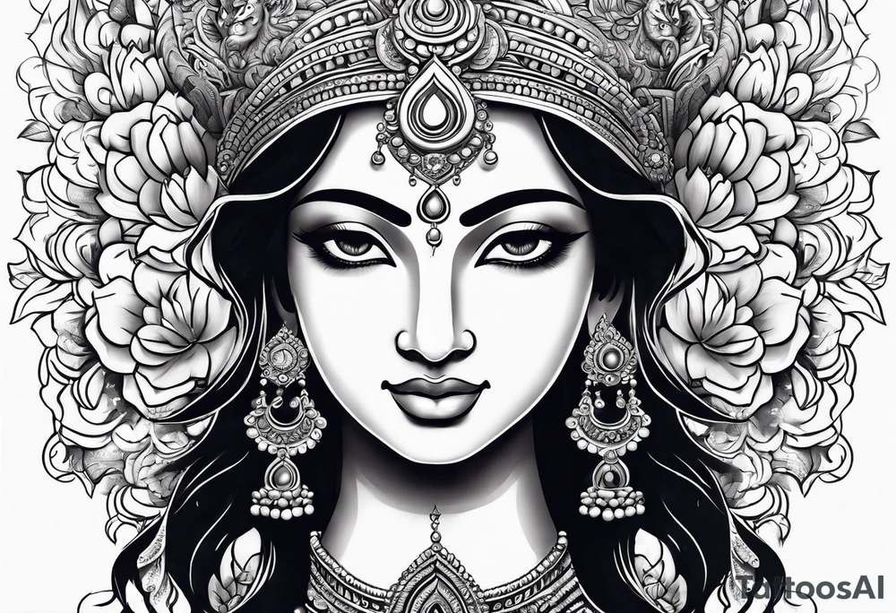 Durga with lotus tattoo idea