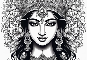 Durga with lotus tattoo idea