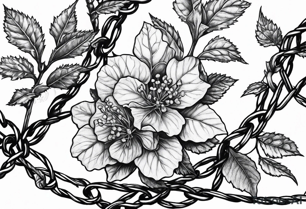 poison oak wrapping around barbed wire tattoo idea
