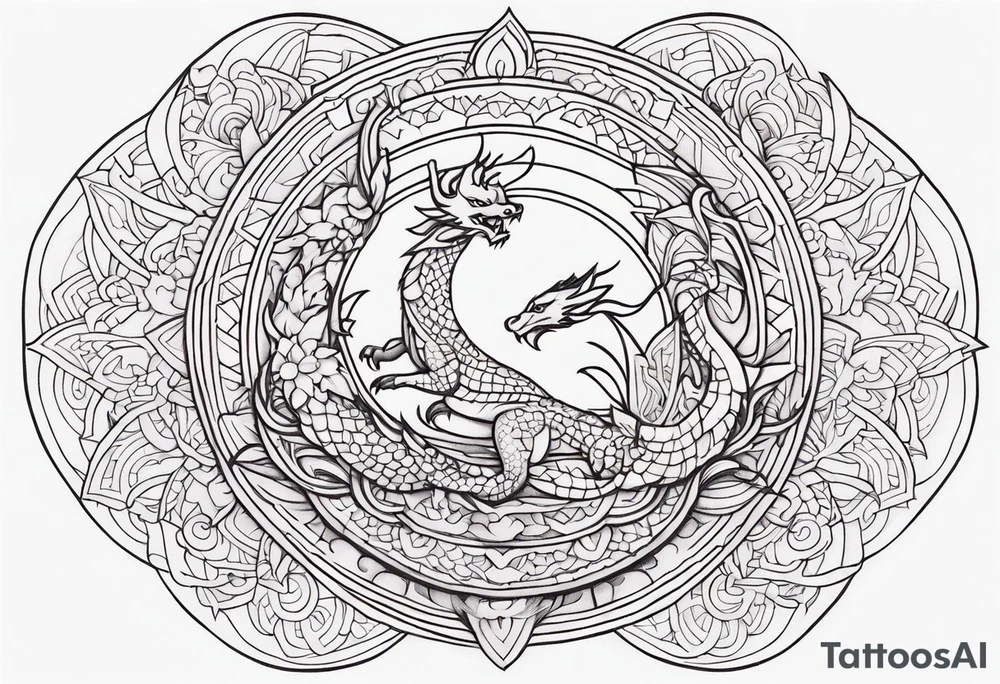 Dragon around Mandala tattoo idea