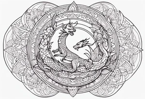 Dragon around Mandala tattoo idea