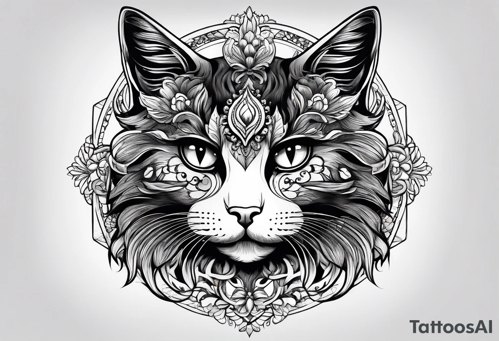 black cat with penis tattoo idea