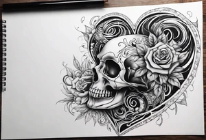 visceral heart fusioned with skull
half heart half skull tattoo idea