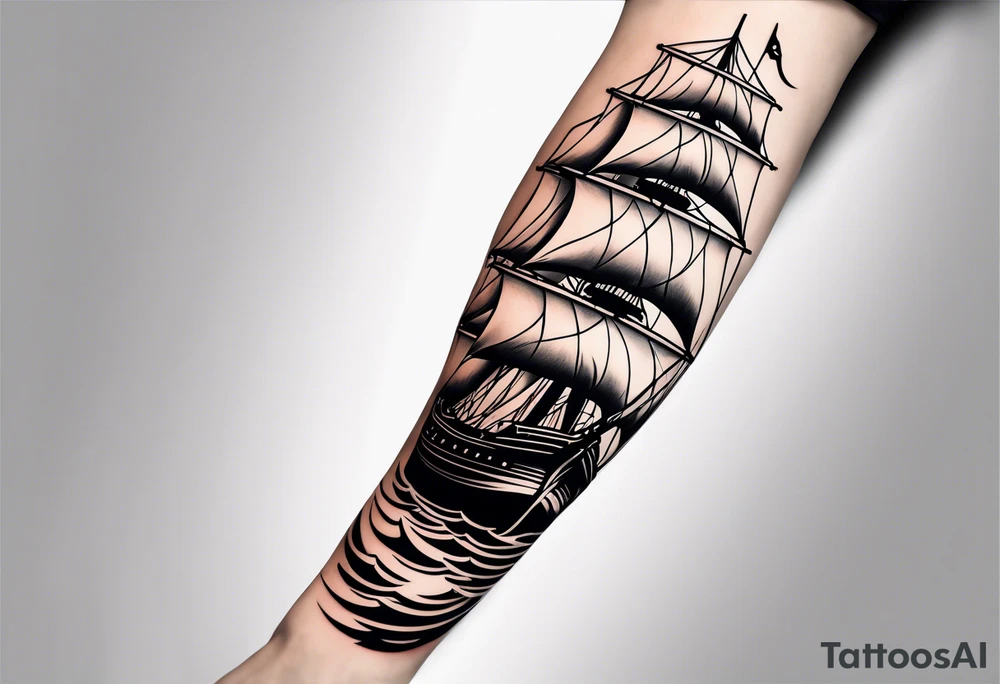 lower leg sleeve with a ship tattoo idea