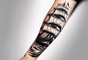 lower leg sleeve with a ship tattoo idea