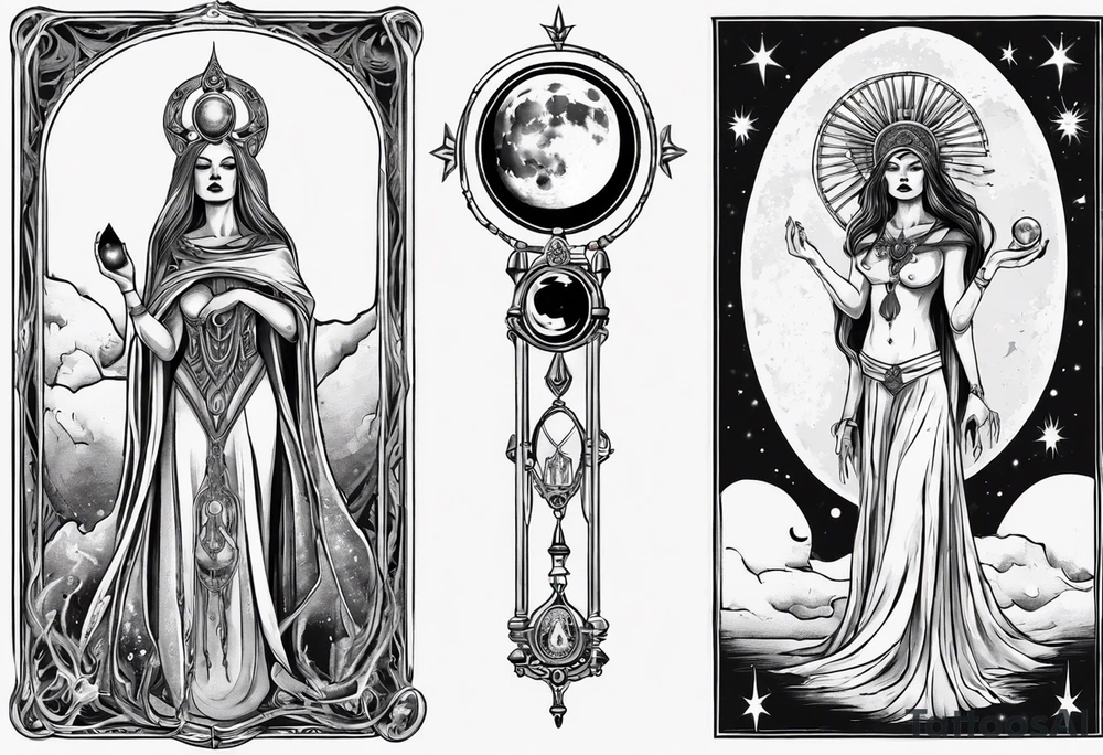 The High Priestess and the moon. TArot. tattoo idea