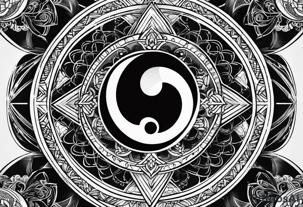 Yin yang symbol with sacred geometry patterns tattoo idea Yin yang symbol with sacred geometry patterns tattoo idea
