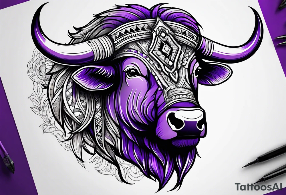purple buffalo tattoo idea