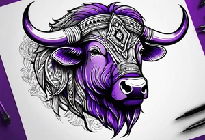 purple buffalo tattoo idea