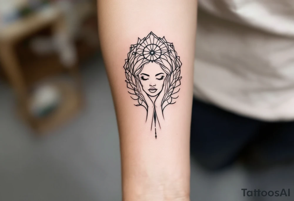 A tattoo with a black woman in it about divinity tattoo idea