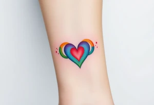 infinity symbol in rainbow colors and heart tattoo idea