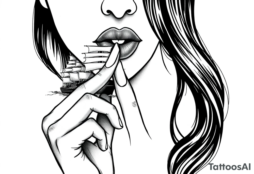 Loose lips sink ships. Must include ship and a sexualised woman with her finger to her lips tattoo idea