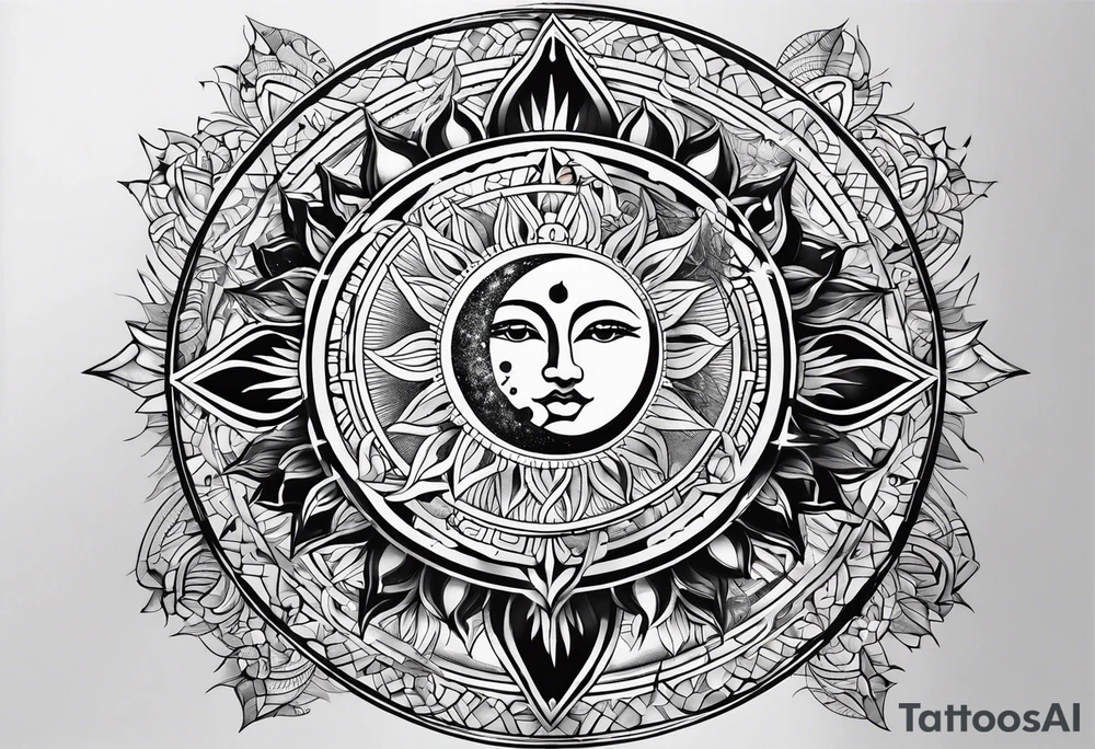 Moon and sun tattoo idea