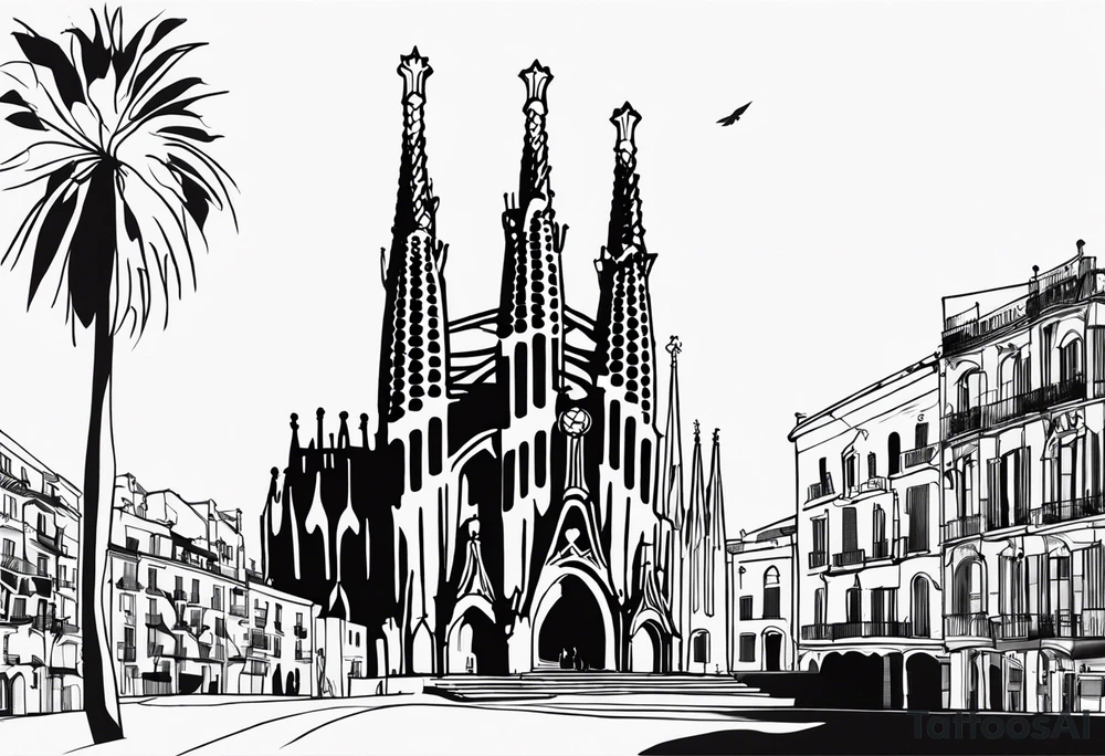 I would like a tattoo in my left back arm that represents Barcelona in a minimalist way tattoo idea