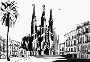 I would like a tattoo in my left back arm that represents Barcelona in a minimalist way tattoo idea