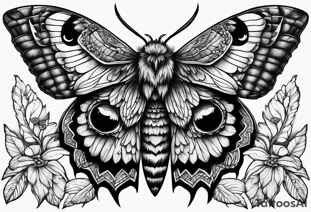Dead head moth with owl eyes tattoo idea