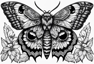 Dead head moth with owl eyes tattoo idea