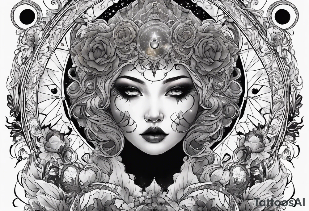 Beautiful Eldridge horror creature, astrology thigh tattoo tattoo idea