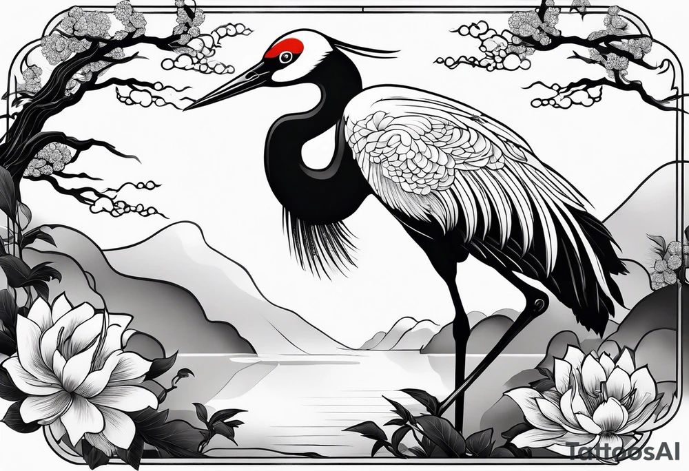 Japanese crane tattoo idea