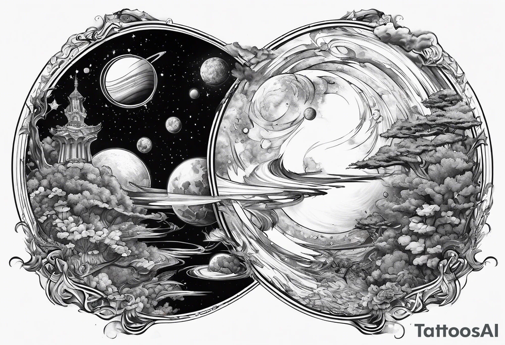 planet collision tattoo idea