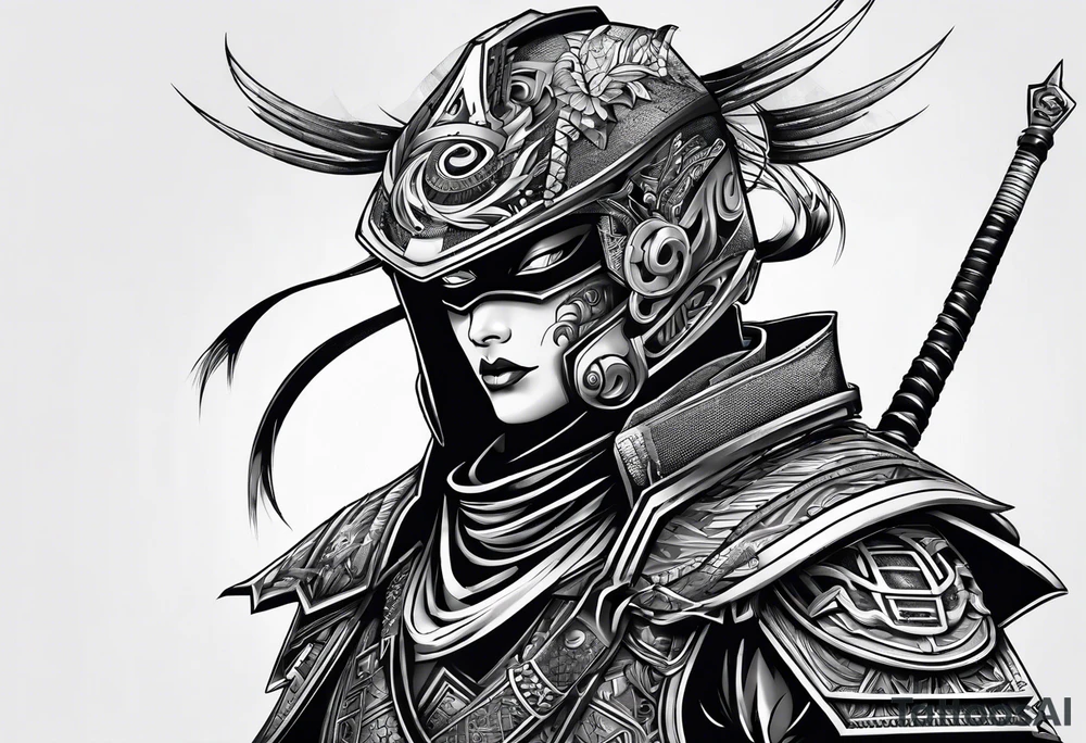Modern robot ninja tattoo idea