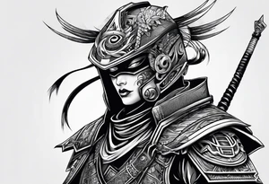 Modern robot ninja tattoo idea