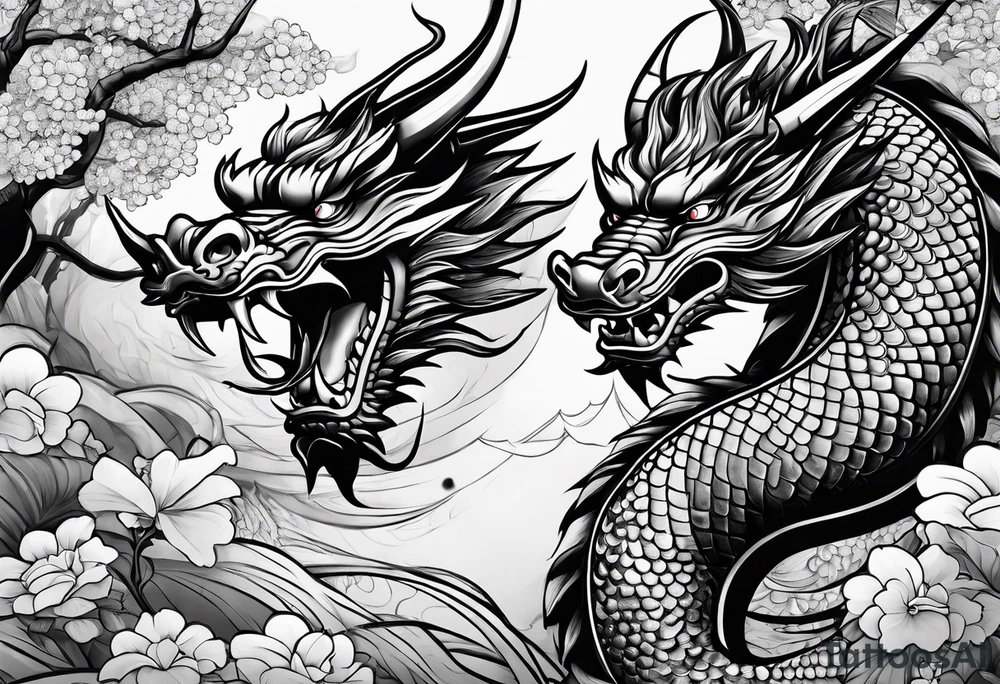dragon and geisha and samurai tattoo idea