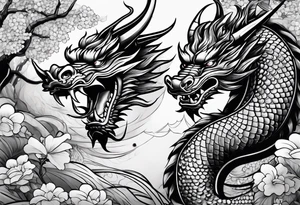 dragon and geisha and samurai tattoo idea