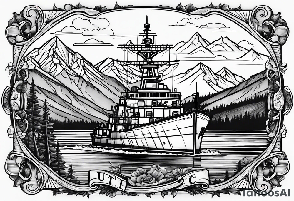 colorado mountains and a navy ship tattoo idea