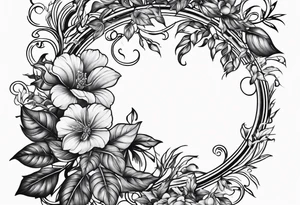 Leafy vines with stone road tattoo idea