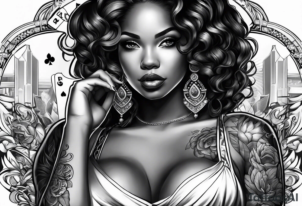 black woman casino tattoo idea
