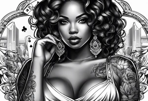 black woman casino tattoo idea