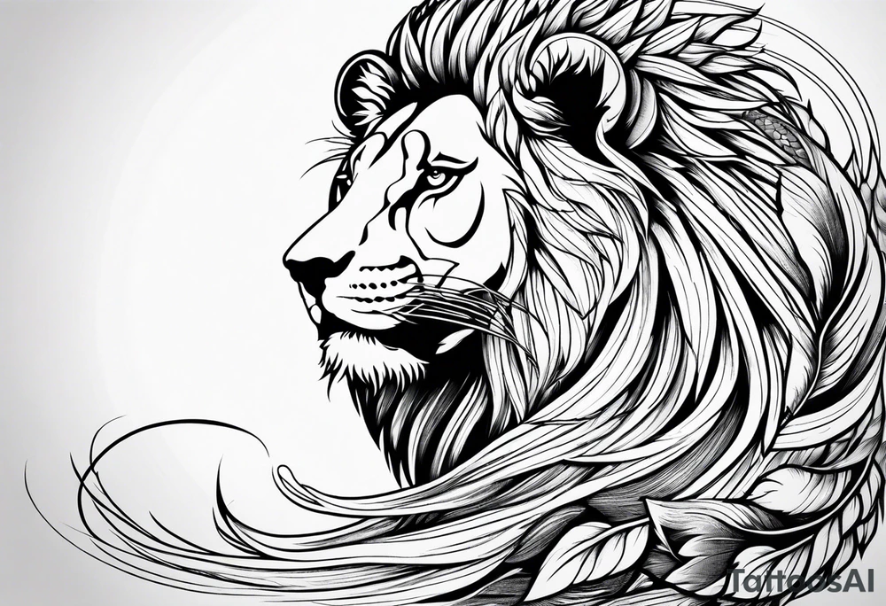 Feather lion tattoo idea