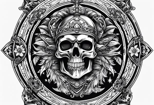death figures inside a shield tattoo idea