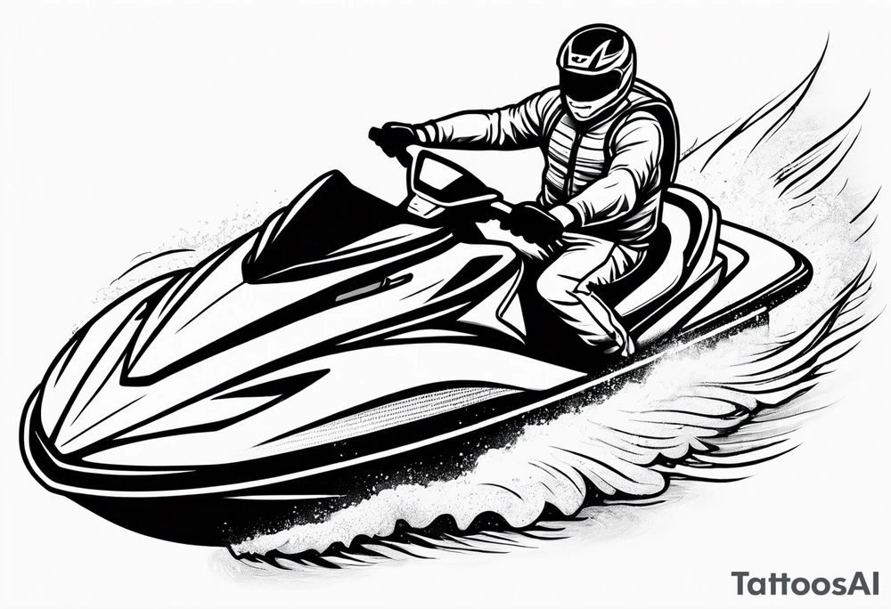 a large man on a jet ski with a small man riding on 
back tattoo idea