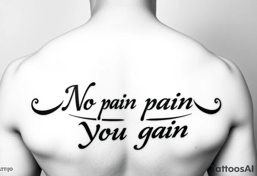 Create a tatto symbolising bjj with the quote no pain no gain tattoo idea