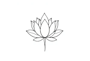 Fine line lotus flower with vertical line work tattoo idea