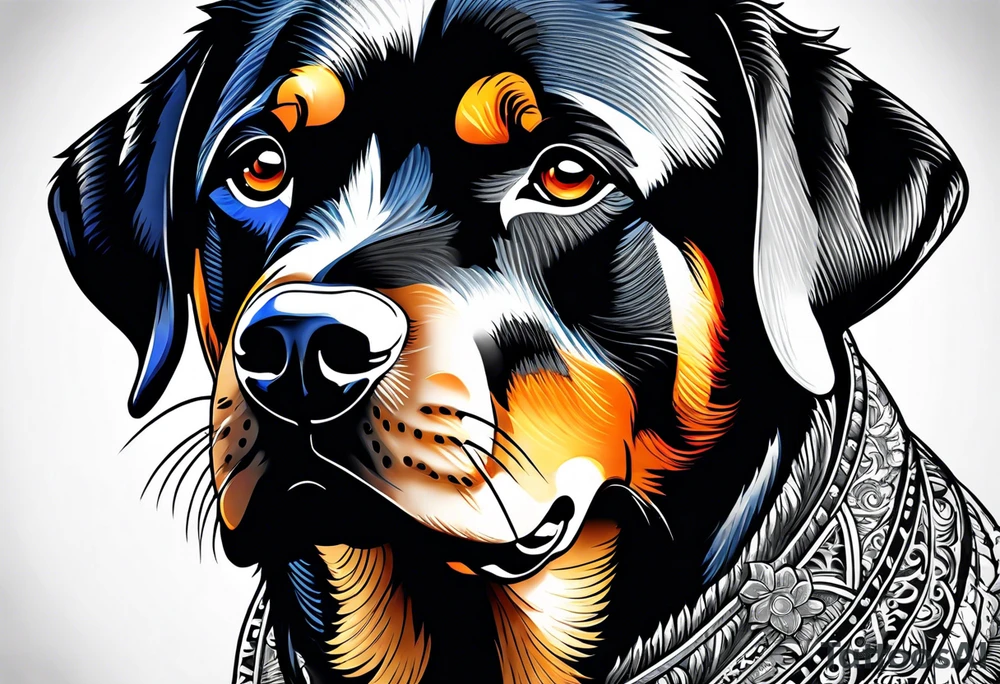 barking rottweiler tattoo idea