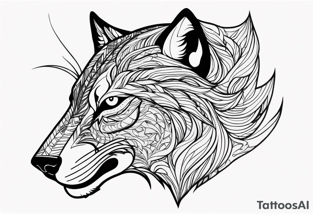 Fierce wold head side view tattoo idea