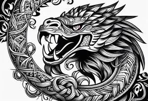 aztec double snake sleeve tattoo idea