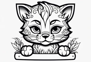super cute minimal cartoon wildcat cub tattoo idea