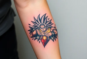 legendary dragonball z scene with energy aura and power effects tattoo idea