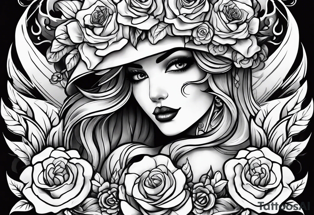 Ghost face holding flowers tattoo idea