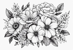 Minimalist bunch of flowers tattoo idea
