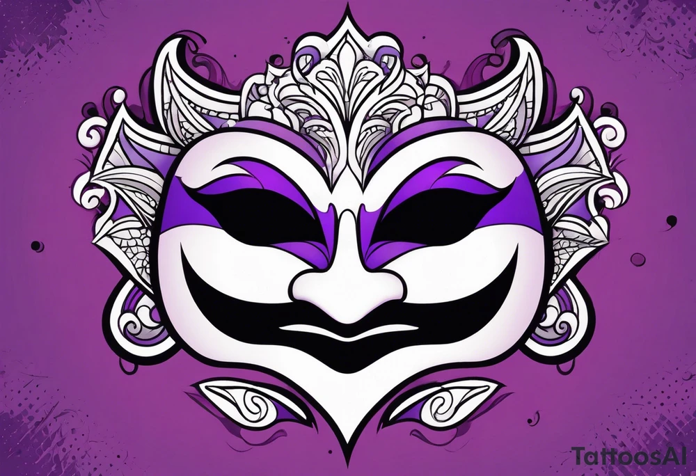Laughing mask that is purple and black tattoo idea