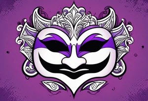 Laughing mask that is purple and black tattoo idea