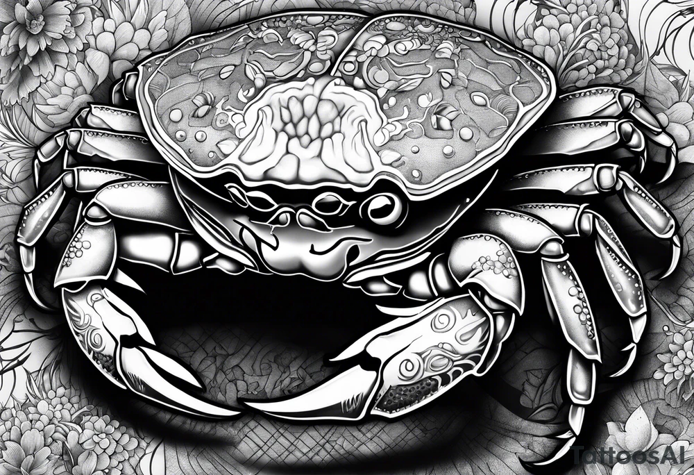 Crabs en blanco en negro con numero 69 tattoo idea